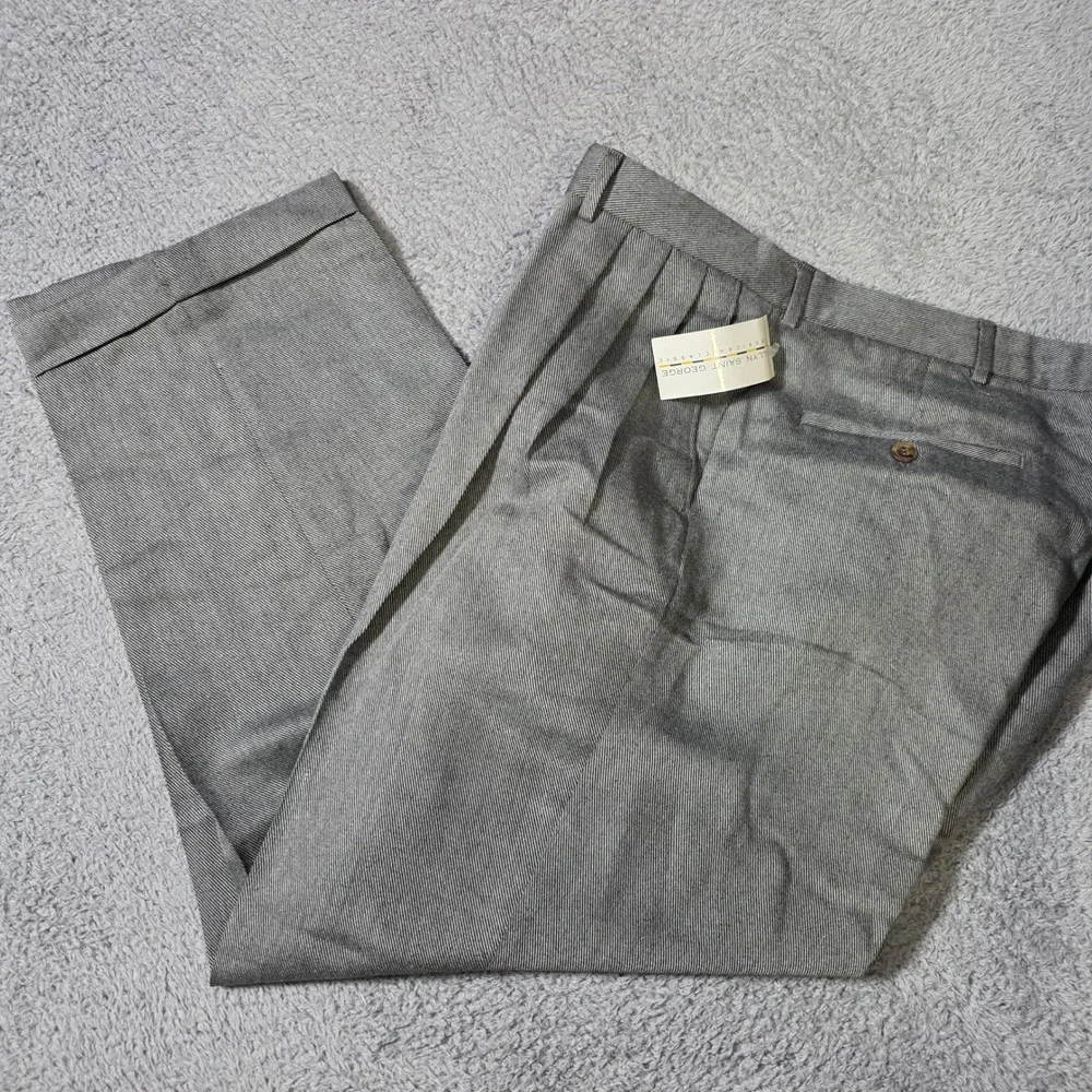 Allyn Saint George Mens 36x30 Dress Pants Grey Pleated Cuffed American Classic